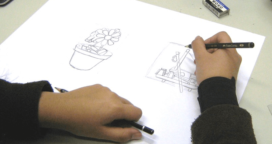 bases do desenho observação vaso grafite lápis e borracha