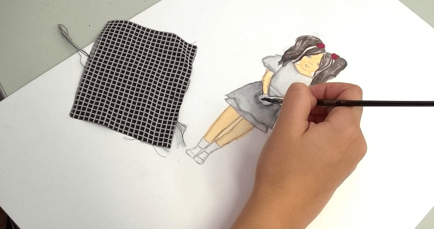 Aluna em Aula – Criatividade em Moda – Ilustração a Cores
