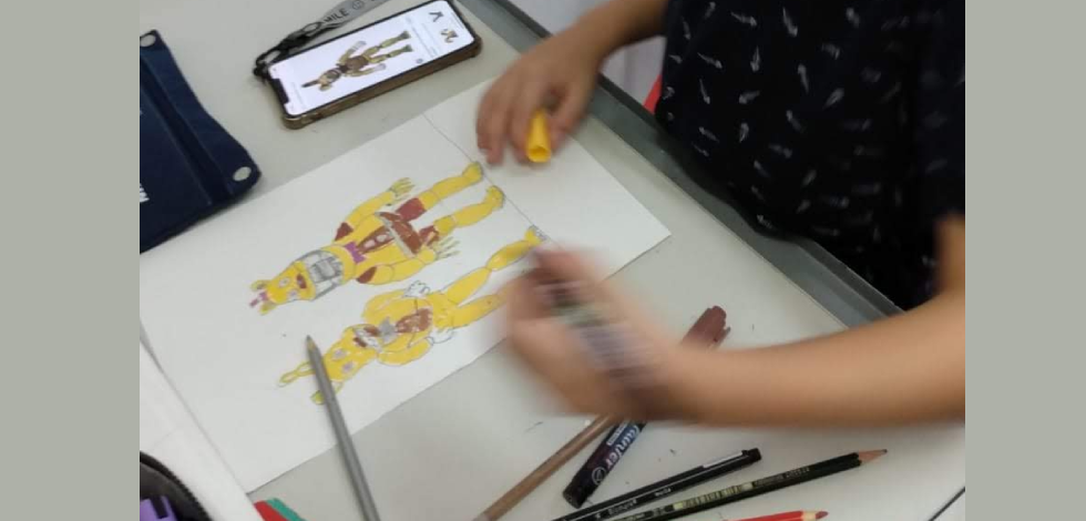 Aluno em aula – Arte para crianças Desenho